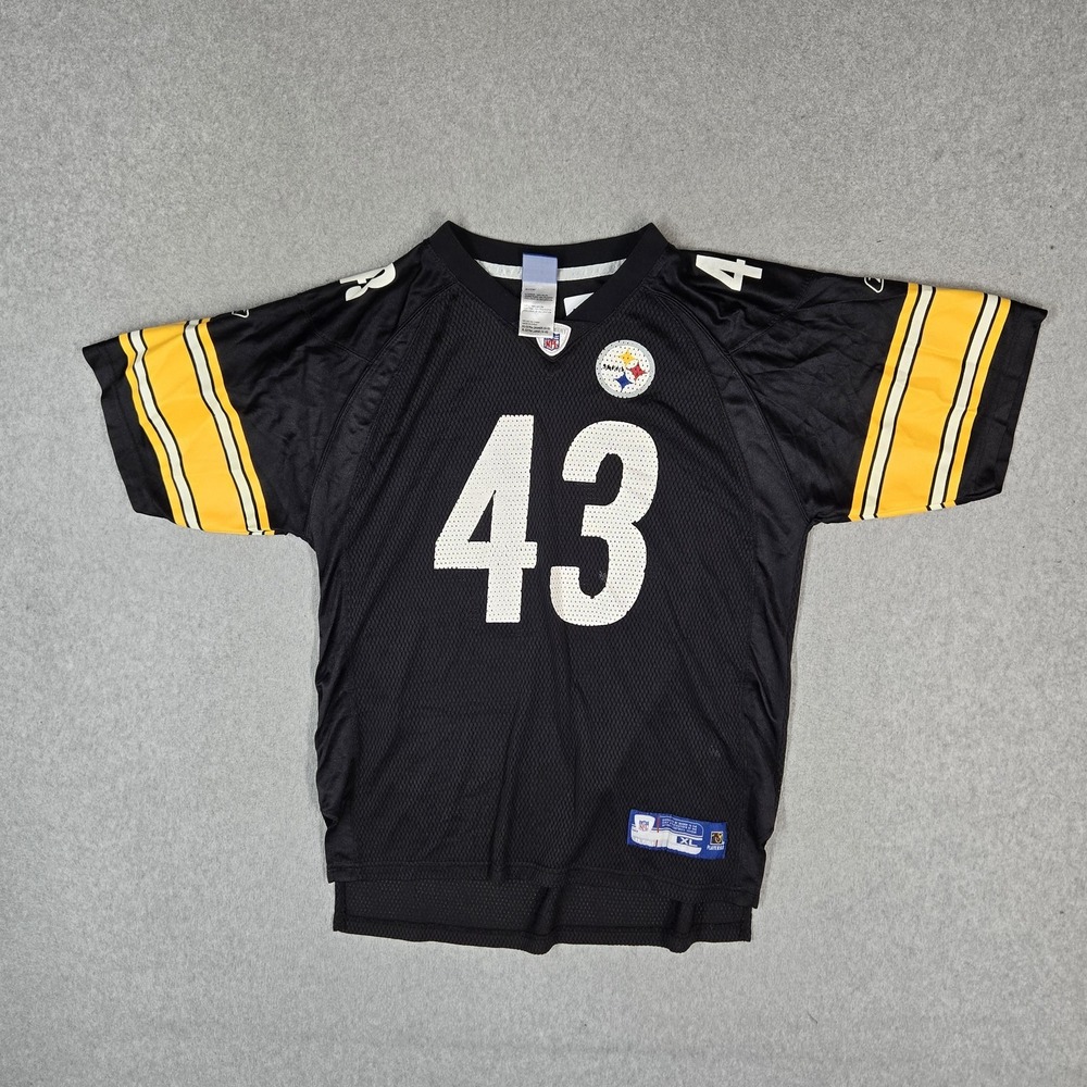 VINTAGE Pittsburgh Steelers Boy Jersey XL Black Troy Polamalu 43